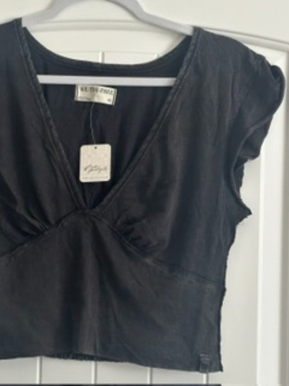 NWT Free People We The Free Ivy Tee Washed Black size- MEDIUM - Picture 3 of 6
